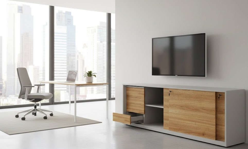 Armário com Porta de Correr no Centro – SéRepública Organização Compacta e Praticidade para Escritórios