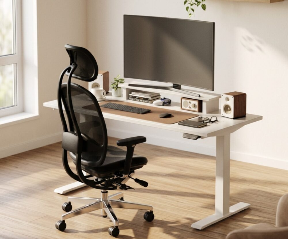 Mesa de escritório com regulagem de altura ergonômica