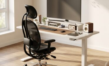 Mesa de escritório com regulagem de altura ergonômica
