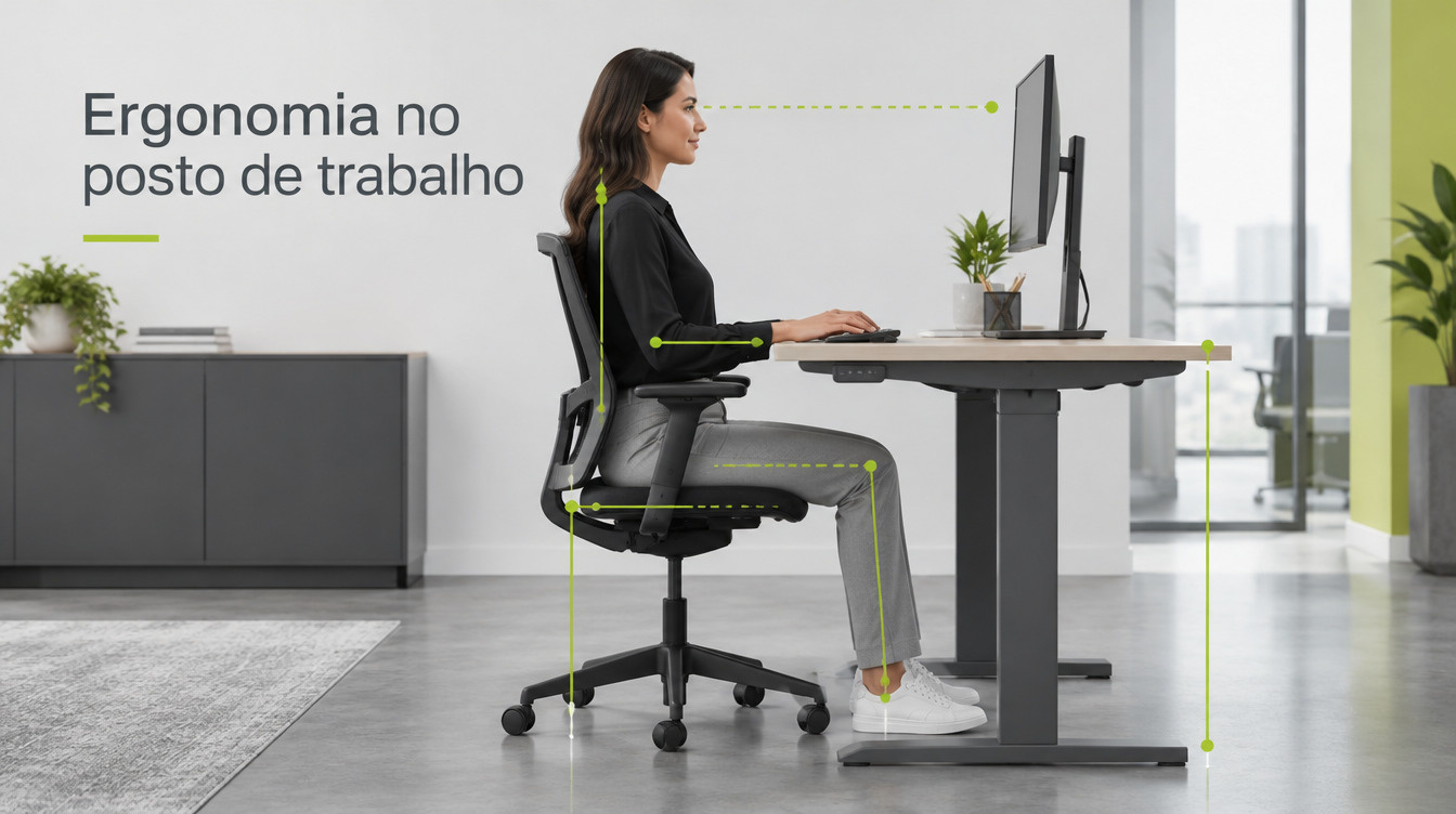 Orientações de ergonomia e posicionamento em mesa de altura regulável