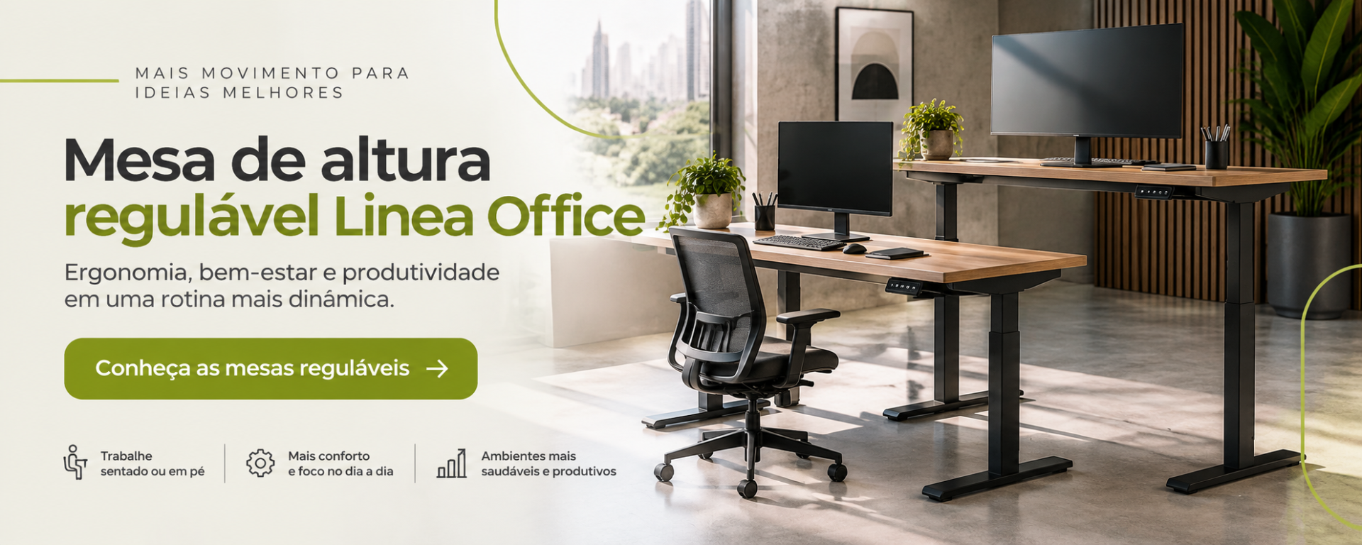 Solicite orçamento de mesa de altura regulável Linea Office pelo WhatsApp